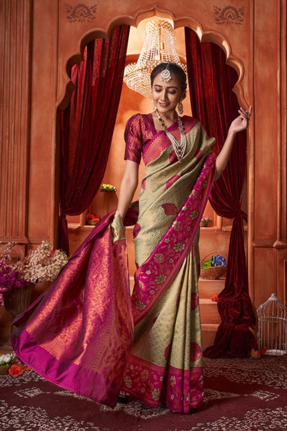 Elegant and Sophisticated Ethnic Wear for Women in Stunning Color Combination Silk Saree