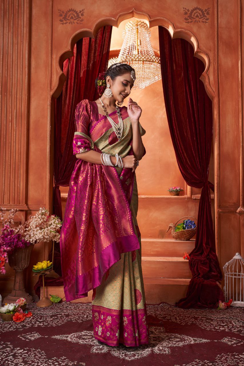 Elegant and Sophisticated Ethnic Wear for Women in Stunning Color Combination Silk Saree